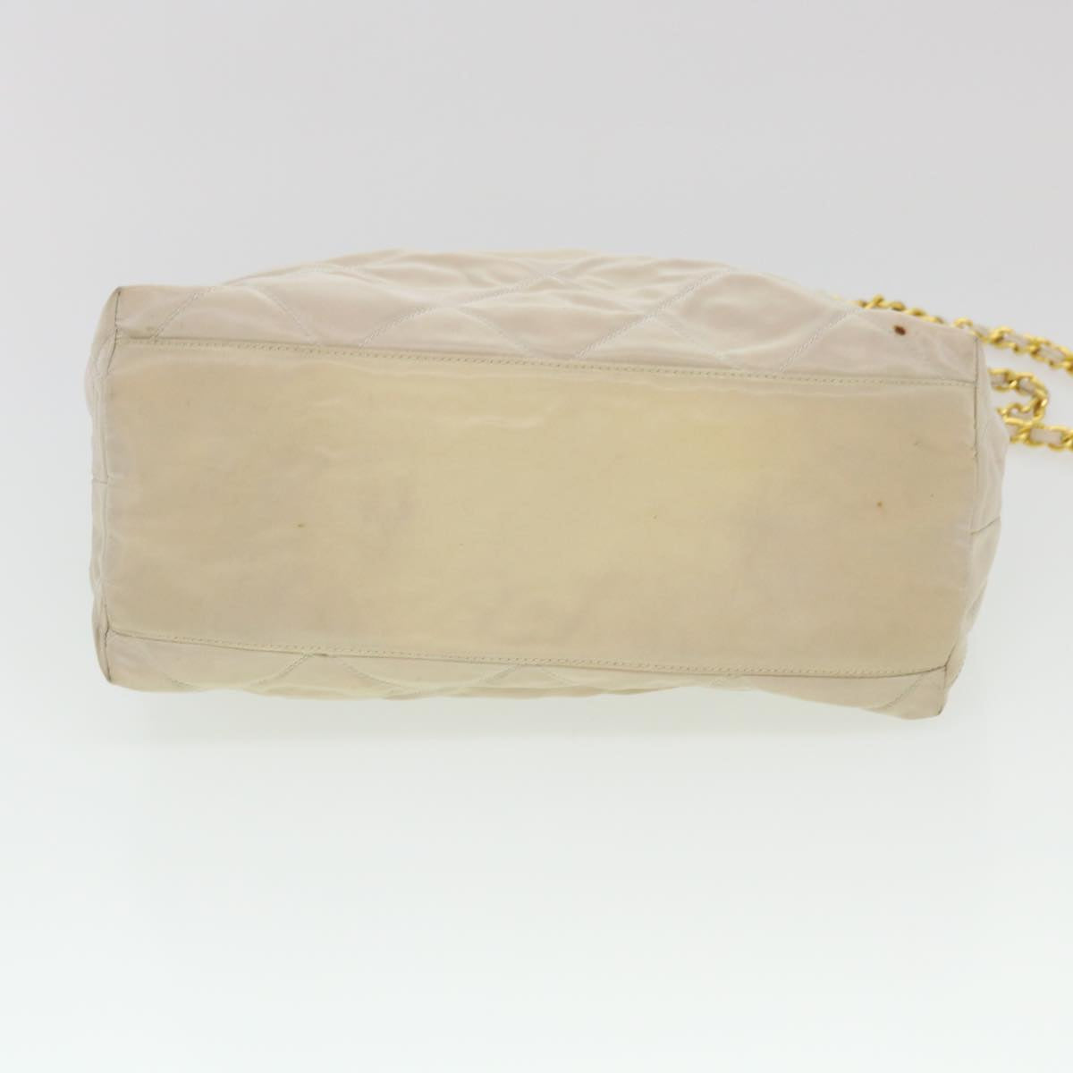 PRADA Chain Shoulder Bag Nylon Cream Auth 38299