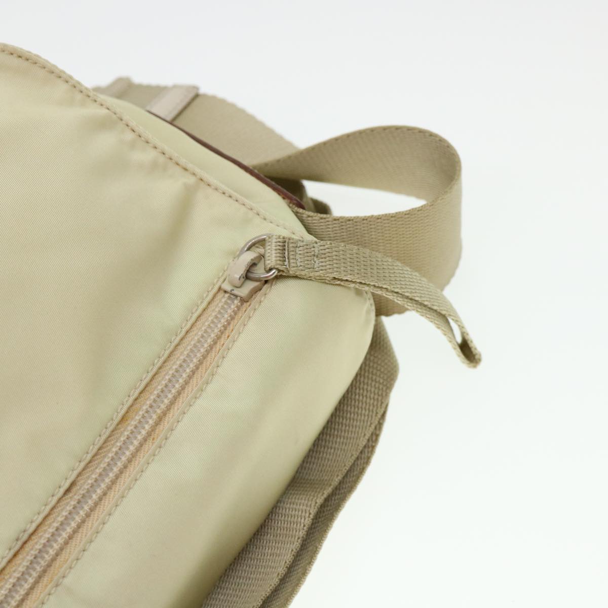 PRADA Shoulder Bag Nylon Cream Auth 38302