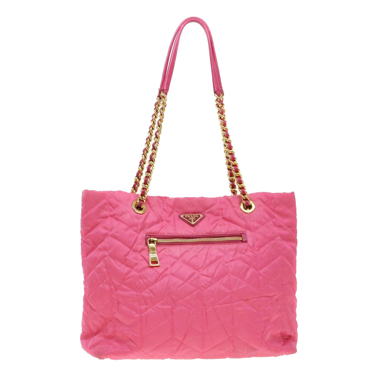 PRADA Quilted Chain Shoulder Bag Nylon Pink Auth 38311