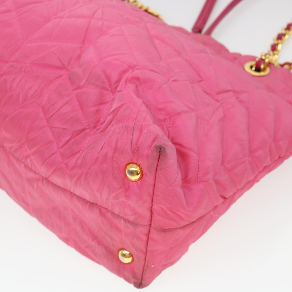 PRADA Quilted Chain Shoulder Bag Nylon Pink Auth 38311