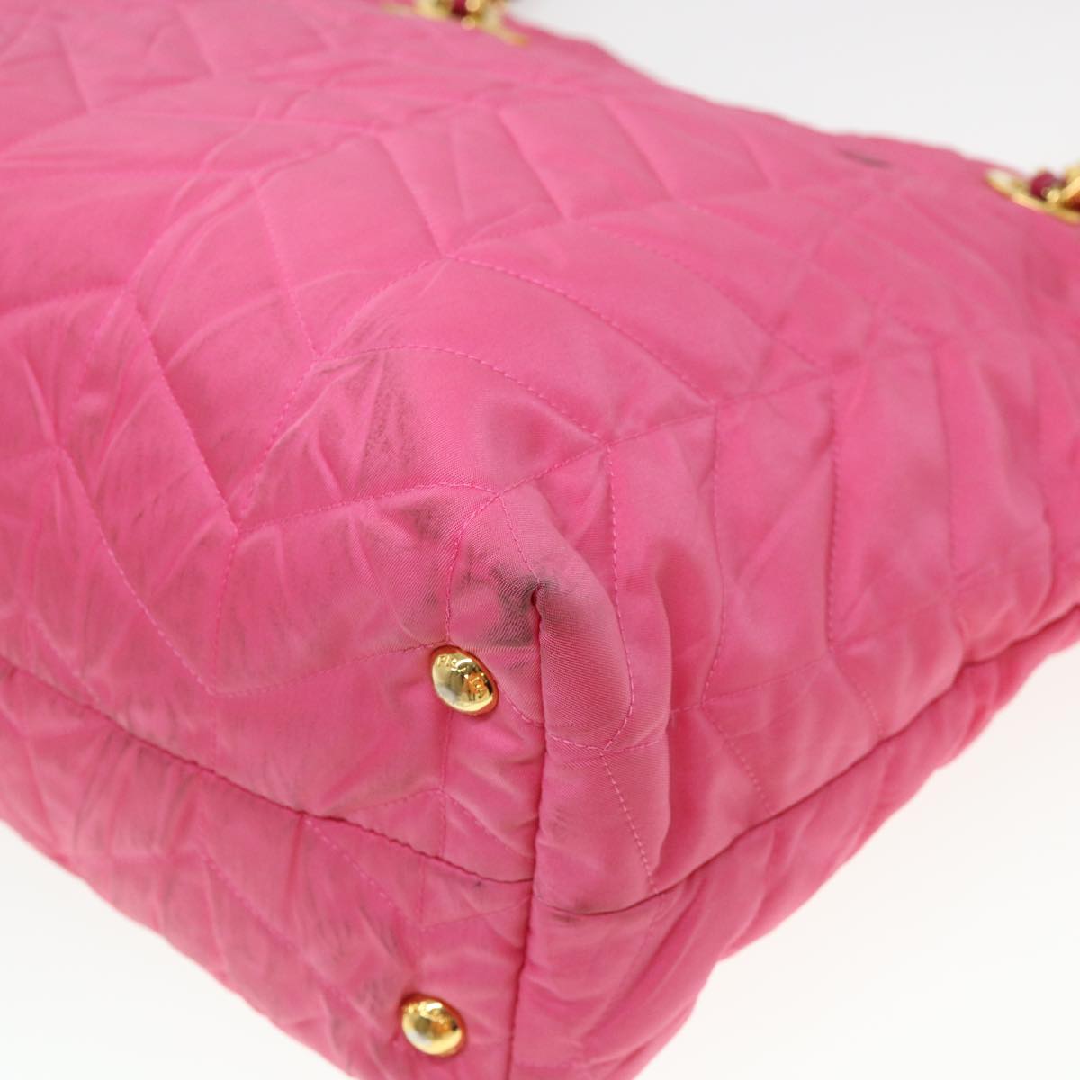 PRADA Quilted Chain Shoulder Bag Nylon Pink Auth 38311