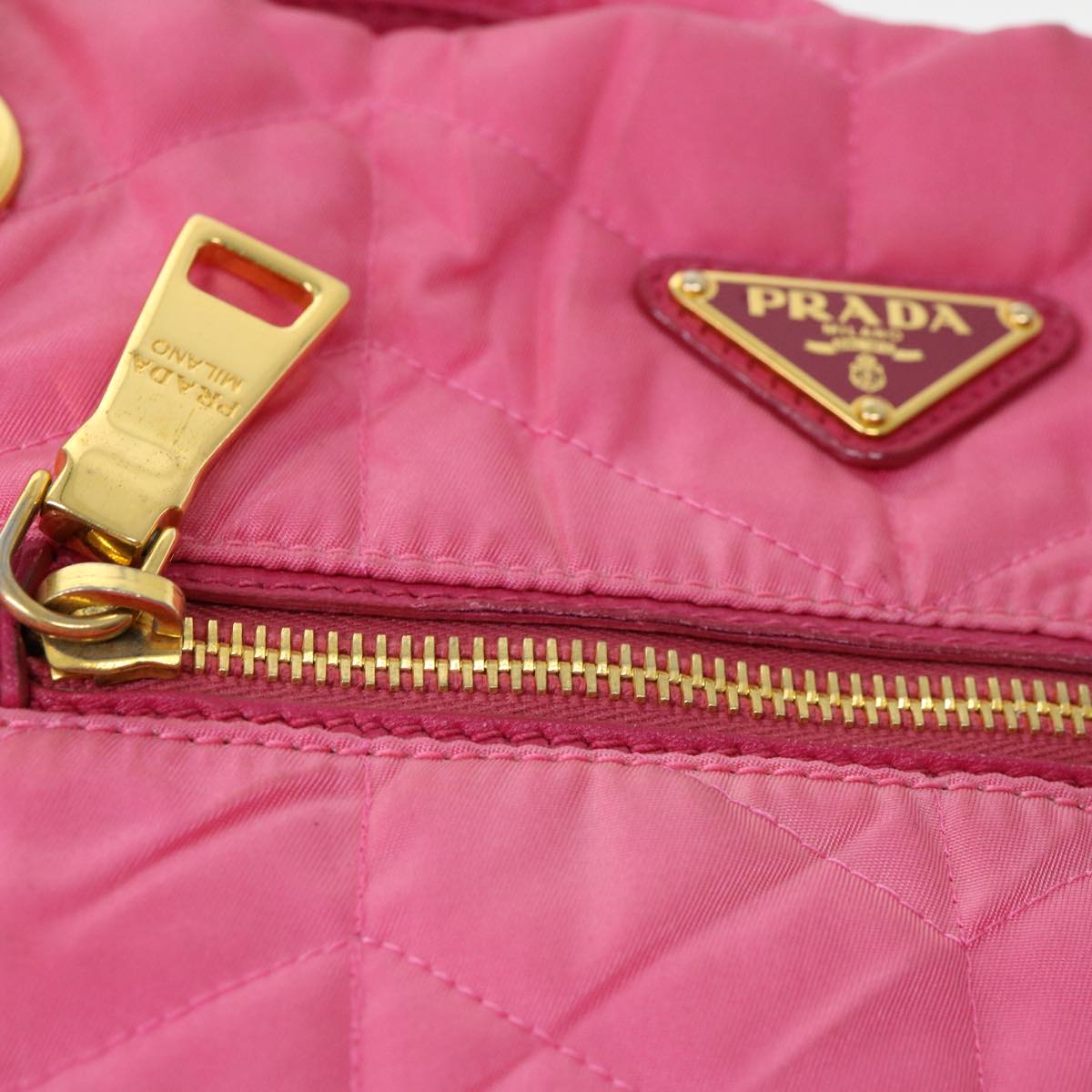 PRADA Quilted Chain Shoulder Bag Nylon Pink Auth 38311