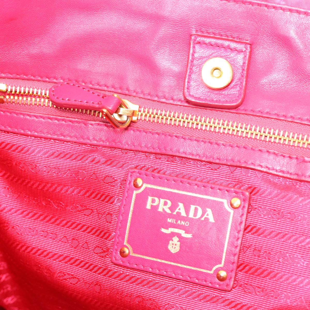 PRADA Quilted Chain Shoulder Bag Nylon Pink Auth 38311