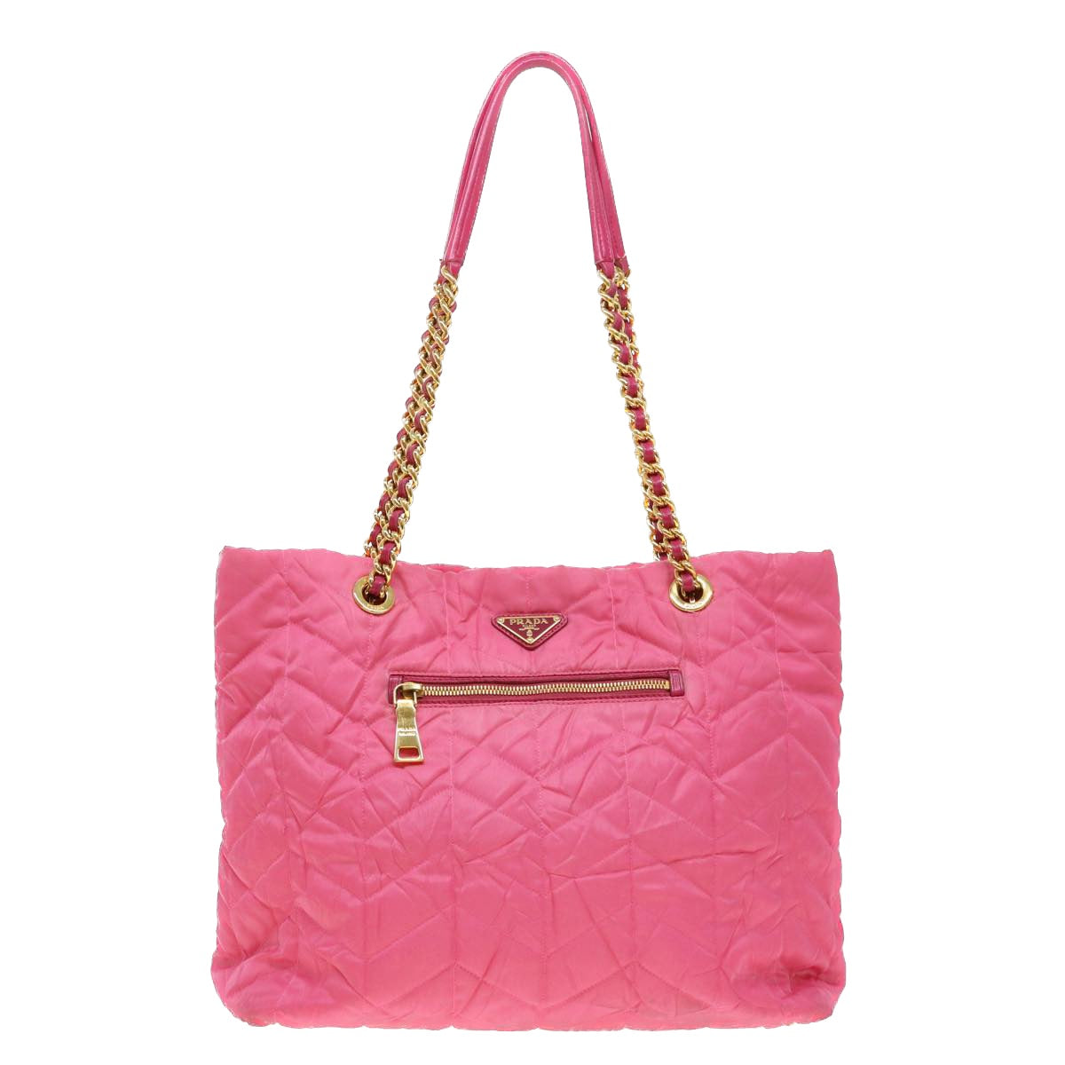 PRADA Quilted Chain Shoulder Bag Nylon Pink Auth 38311