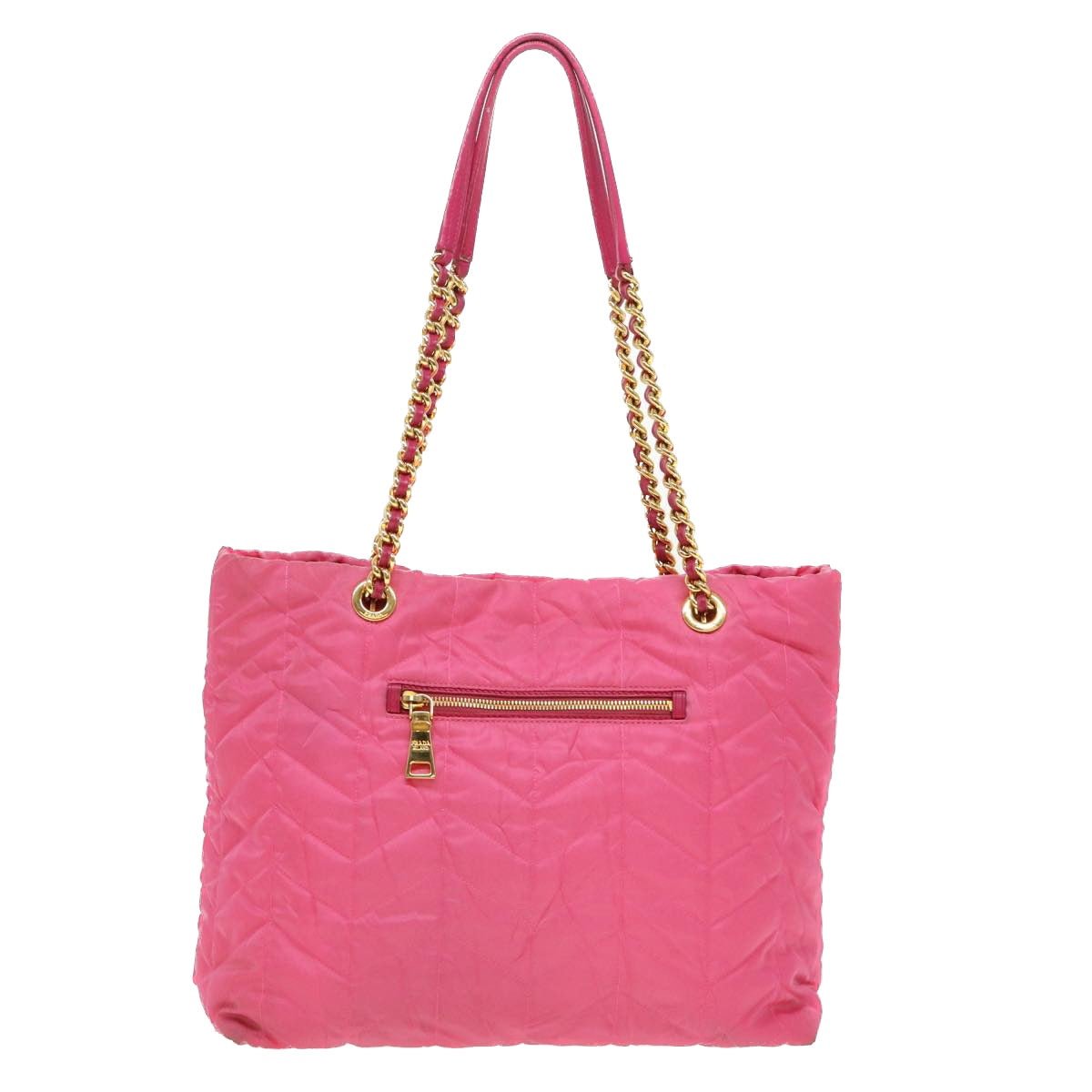 PRADA Quilted Chain Shoulder Bag Nylon Pink Auth 38311