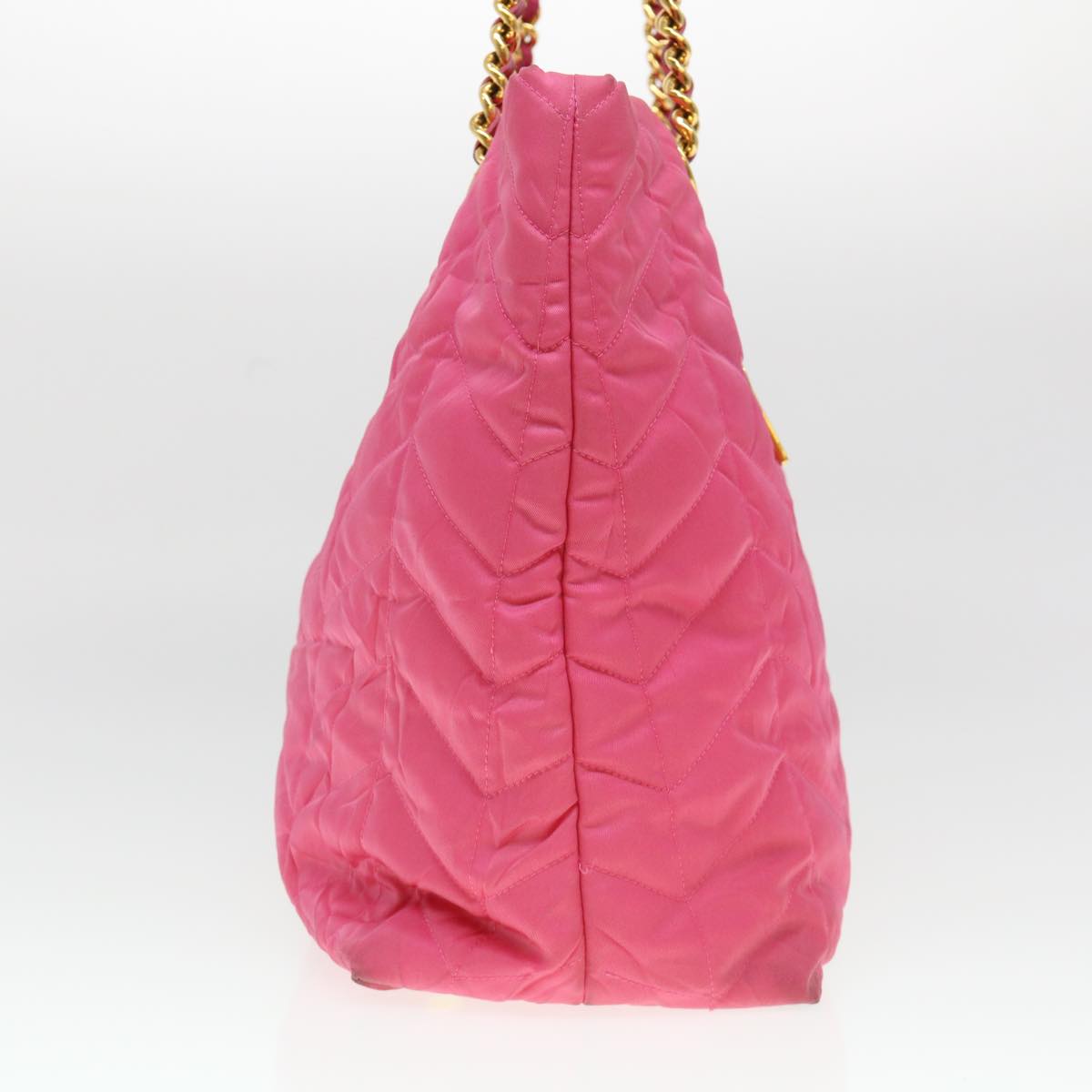 PRADA Quilted Chain Shoulder Bag Nylon Pink Auth 38311