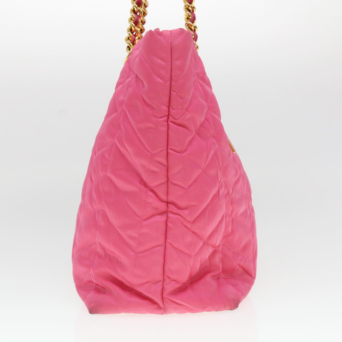 PRADA Quilted Chain Shoulder Bag Nylon Pink Auth 38311