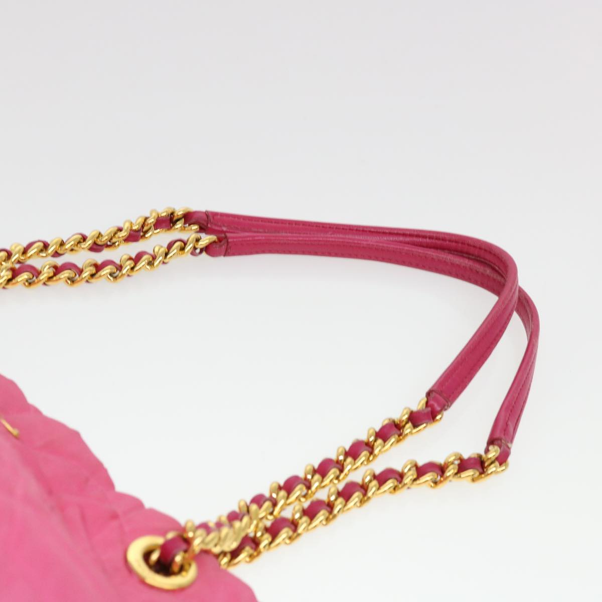 PRADA Quilted Chain Shoulder Bag Nylon Pink Auth 38311