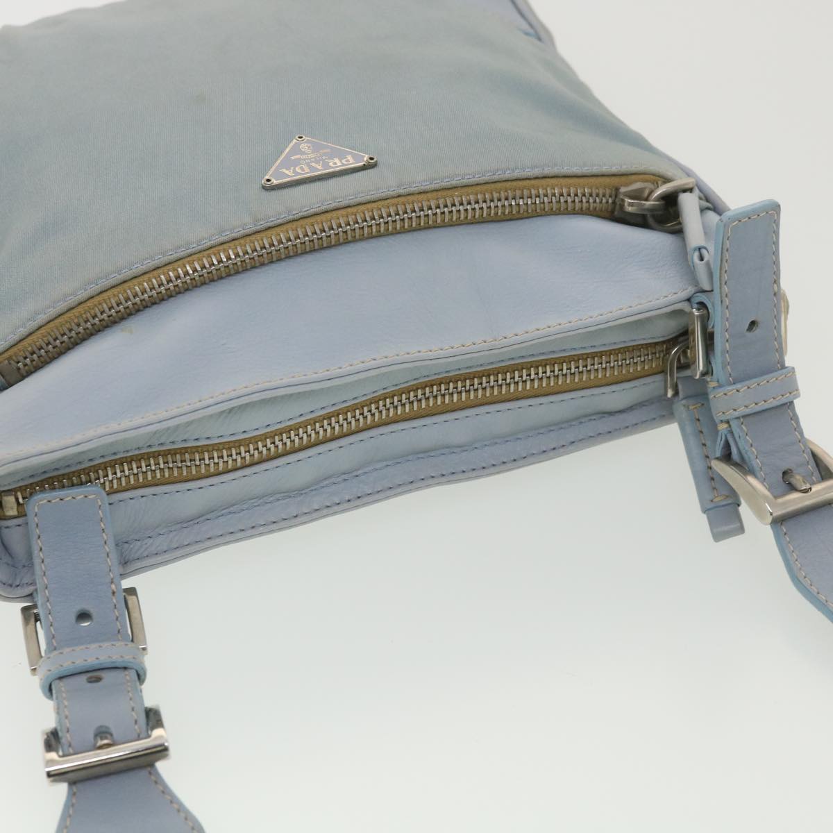 PRADA Shoulder Bag Nylon Light Blue Auth 38317
