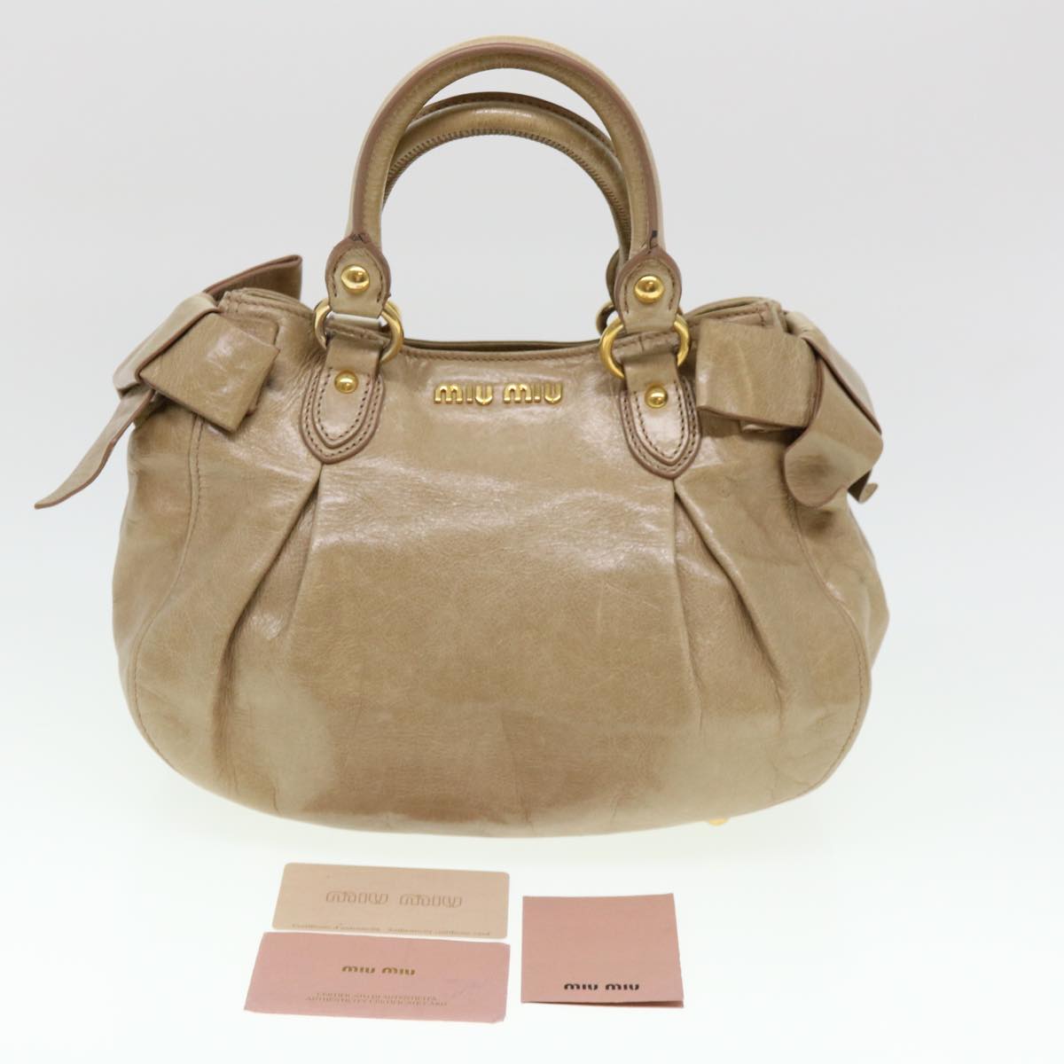 Miu Miu Hand Bag Leather Pink Auth 38334