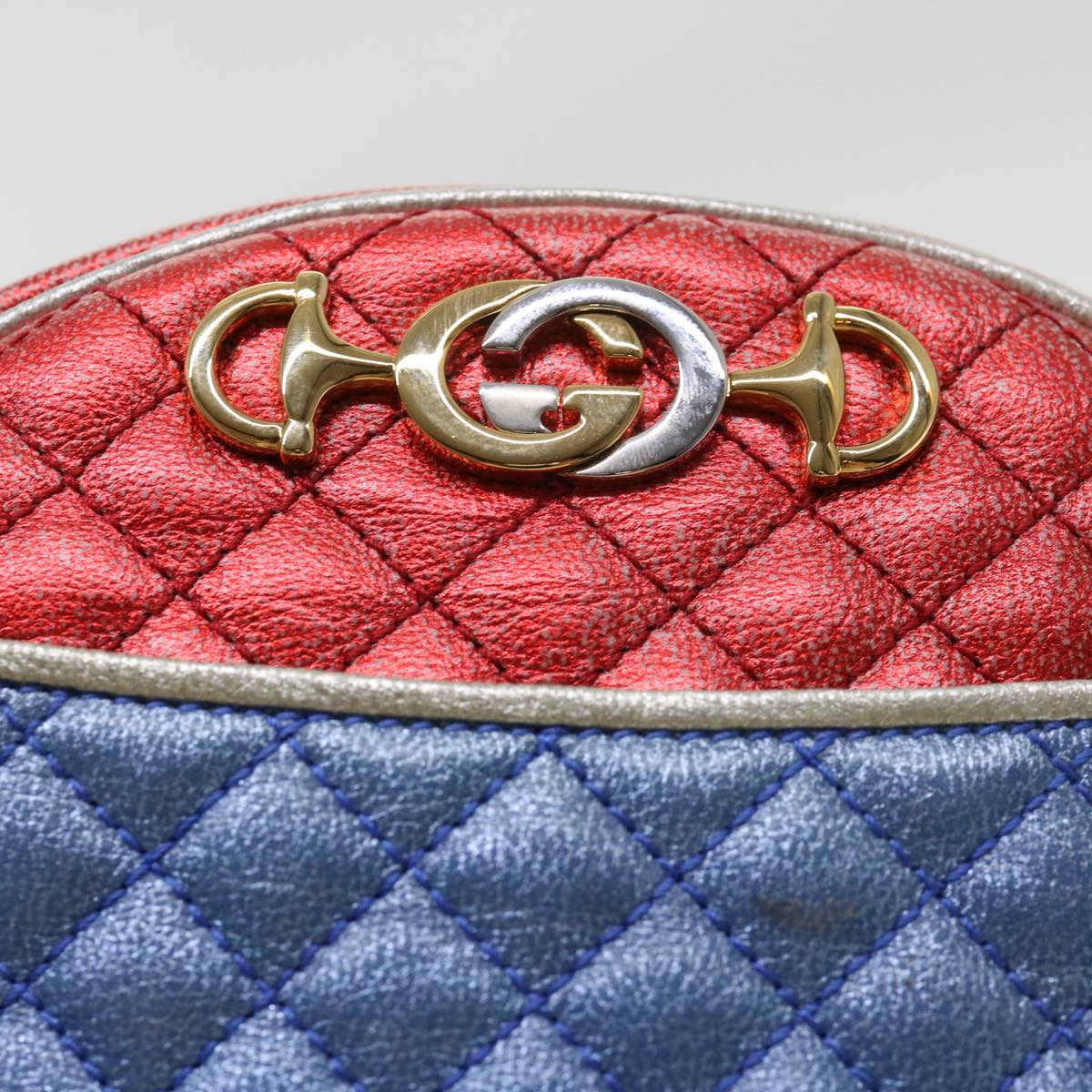 GUCCI Shoulder Bag Lamb Skin Red Blue 534951 Auth 38345