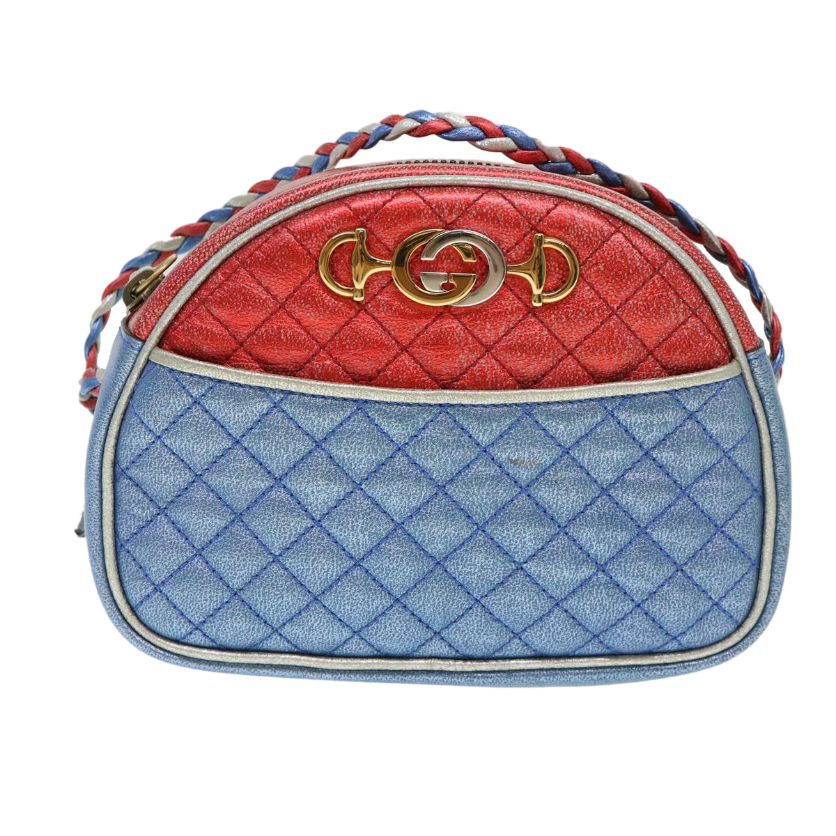 GUCCI Shoulder Bag Lamb Skin Red Blue 534951 Auth 38345