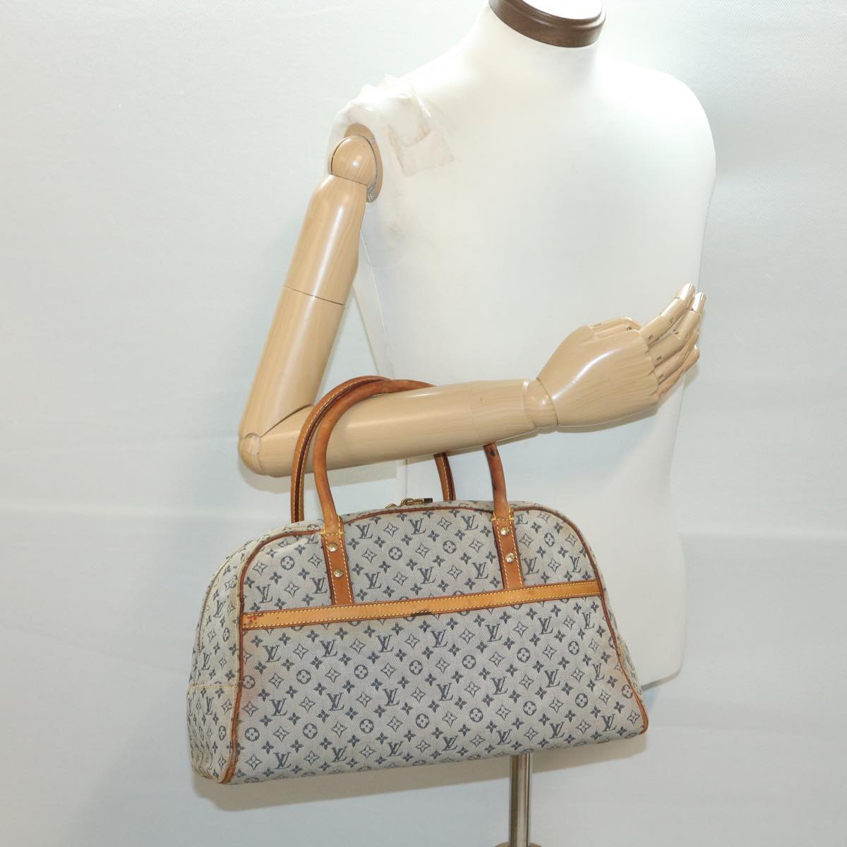 LOUIS VUITTON Monogram Mini Marie Hand Bag Blue M92003 LV Auth 38362