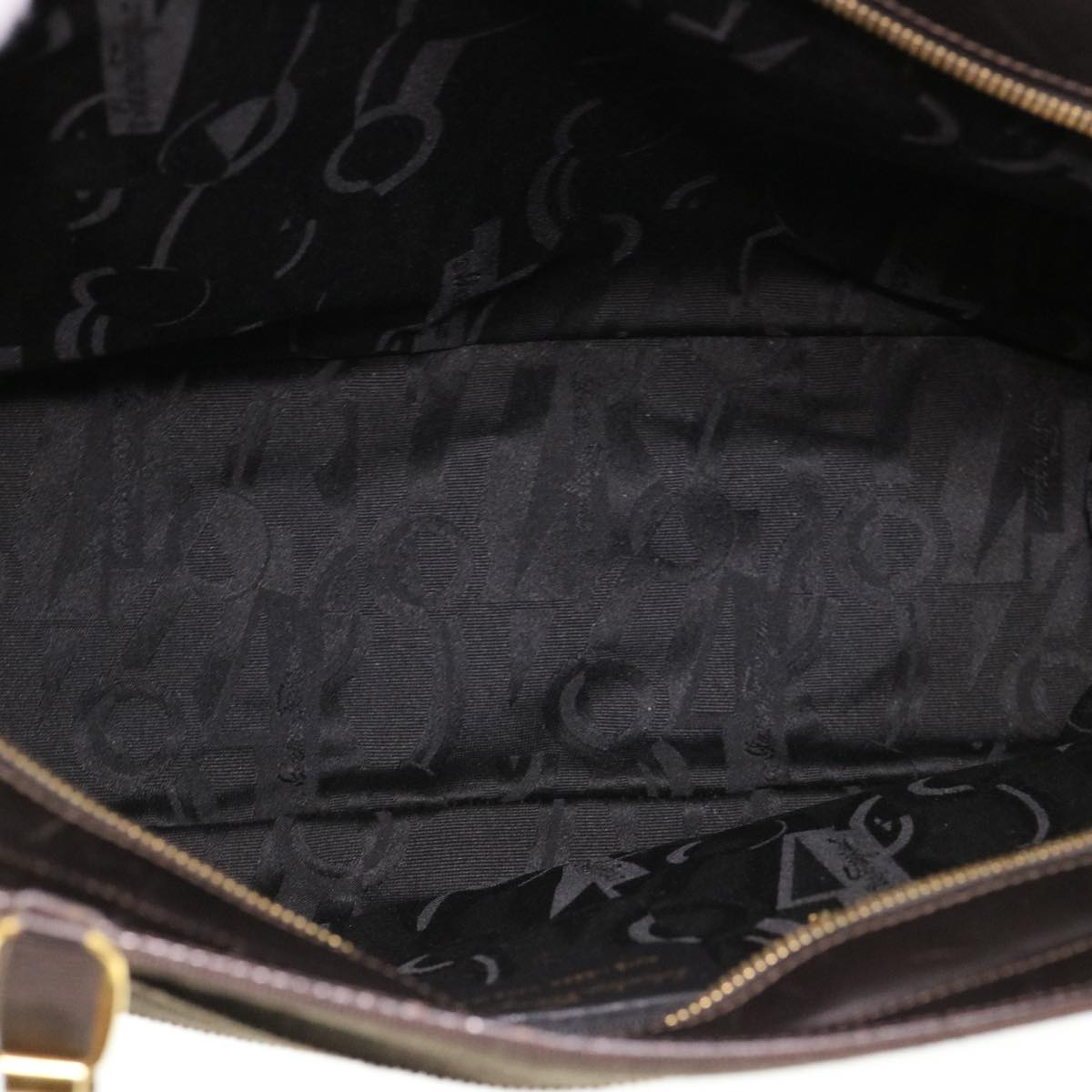 Salvatore Ferragamo Chain Shoulder Bag Canvas Dark Brown AU-21 6684 Auth 38375