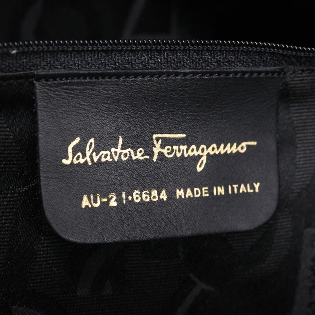 Salvatore Ferragamo Chain Shoulder Bag Canvas Dark Brown AU-21 6684 Auth 38375