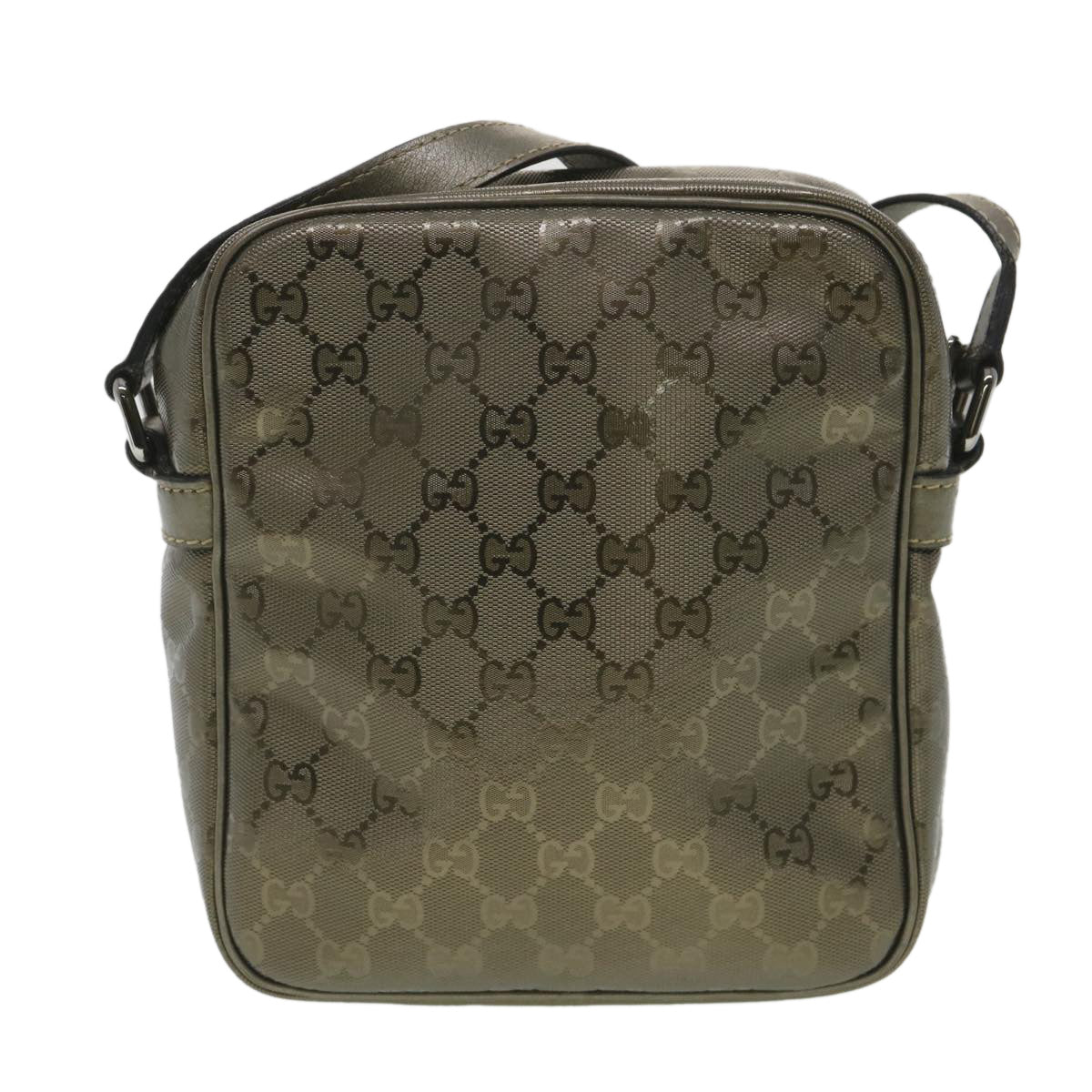 GUCCI GG implementation Shoulder Bag PVC Leather Khaki 233268 Auth 38378 - 0