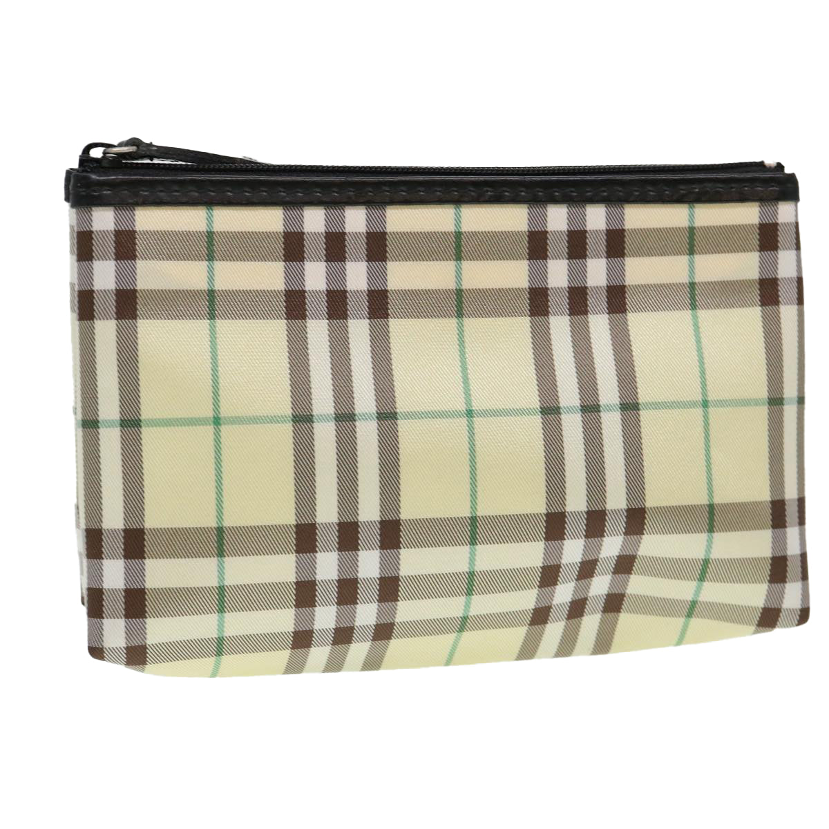 BURBERRY Nova Check Pouch Nylon Beige Auth 38384