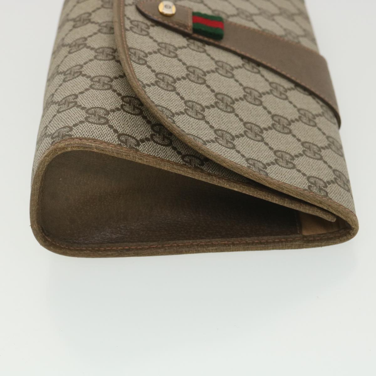 GUCCI GG Canvas Web Sherry Line Clutch Bag Beige Red Green 89.01.030 Auth 38392