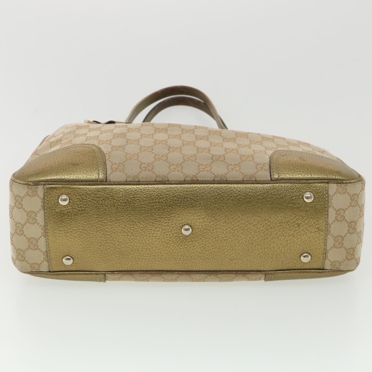 GUCCI GG Canvas Shoulder Bag Beige Gold 163805 Auth 38395