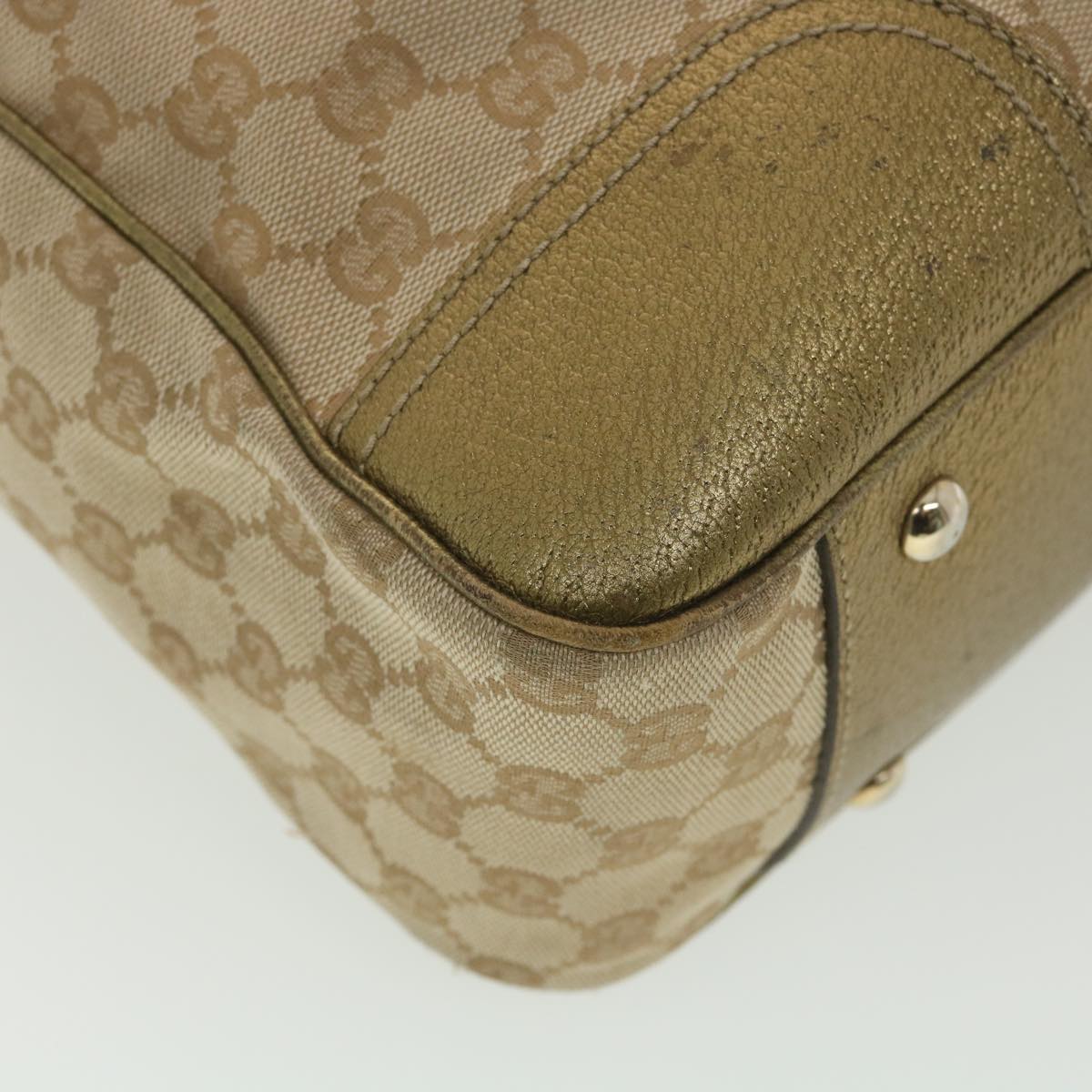 GUCCI GG Canvas Shoulder Bag Beige Gold 163805 Auth 38395