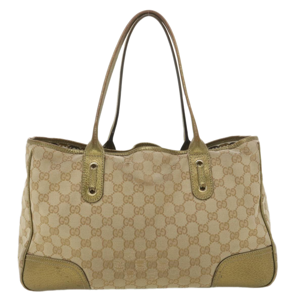 GUCCI GG Canvas Shoulder Bag Beige Gold 163805 Auth 38395