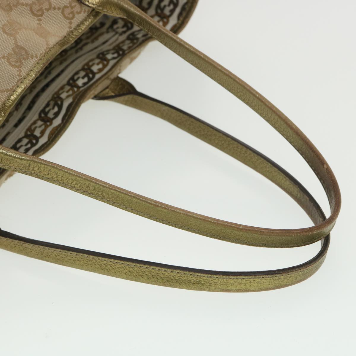 GUCCI GG Canvas Shoulder Bag Beige Gold 163805 Auth 38395