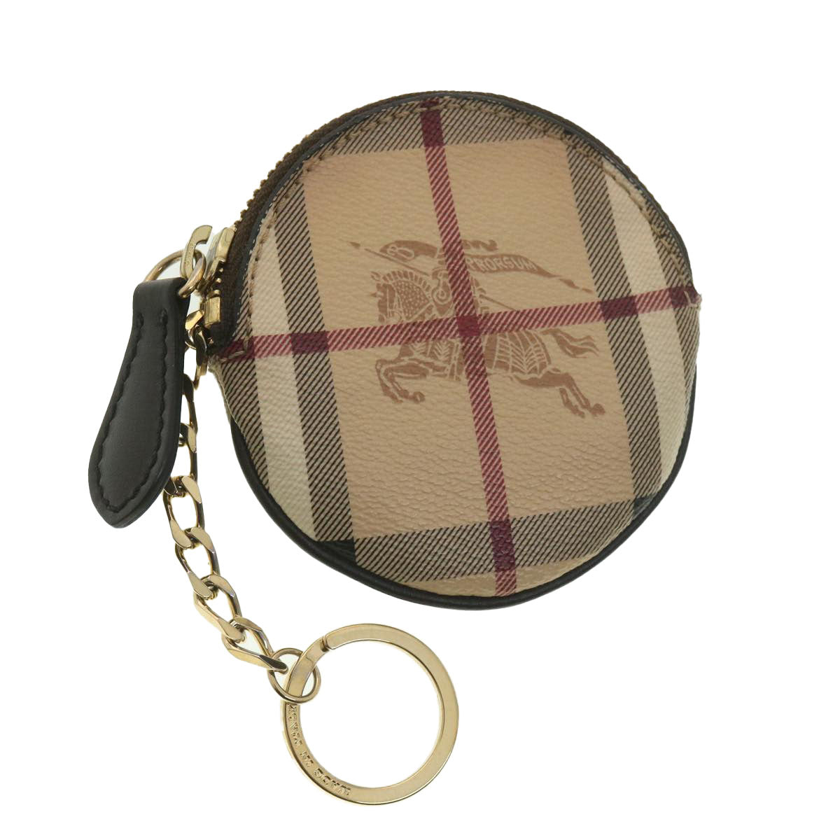 BURBERRY Nova Check Coin Purse PVC Leather Beige Black Red Auth 38422