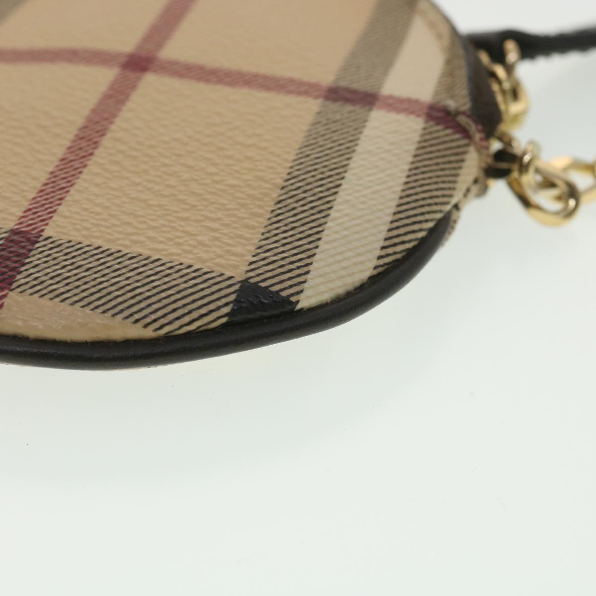 BURBERRY Nova Check Coin Purse PVC Leather Beige Black Red Auth 38422