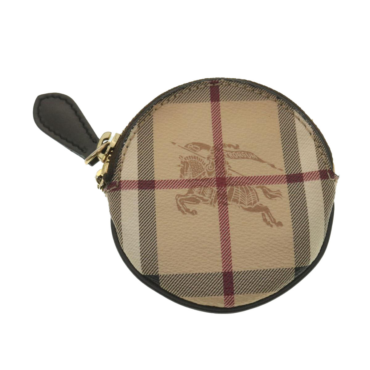 BURBERRY Nova Check Coin Purse PVC Leather Beige Black Red Auth 38422