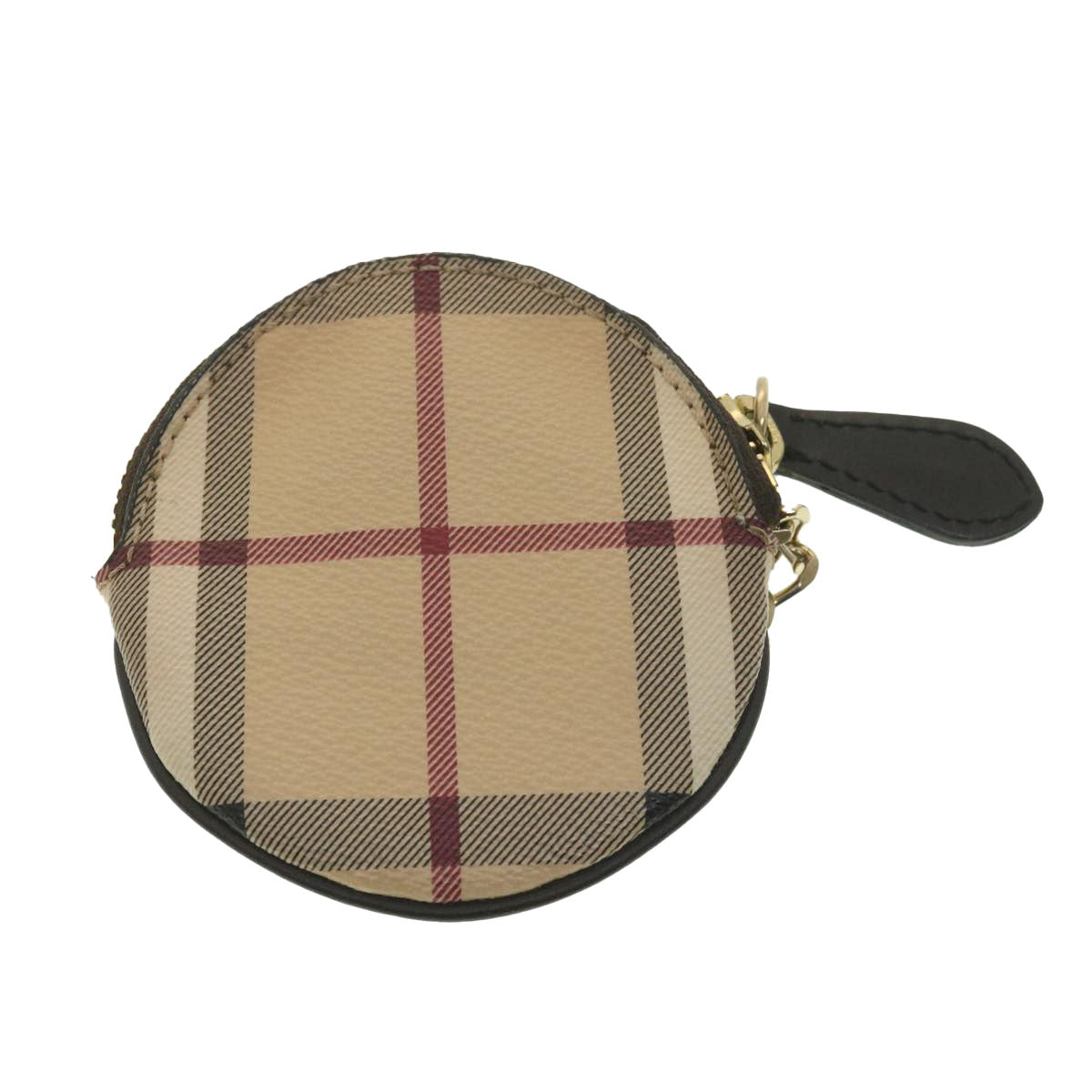 BURBERRY Nova Check Coin Purse PVC Leather Beige Black Red Auth 38422 - 0