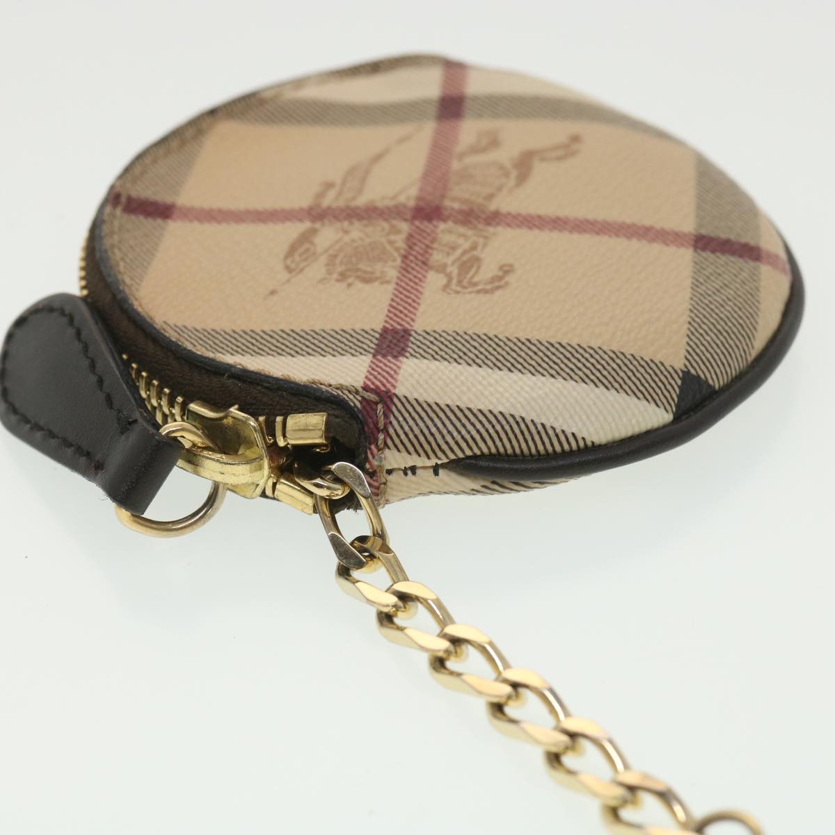 BURBERRY Nova Check Coin Purse PVC Leather Beige Black Red Auth 38422