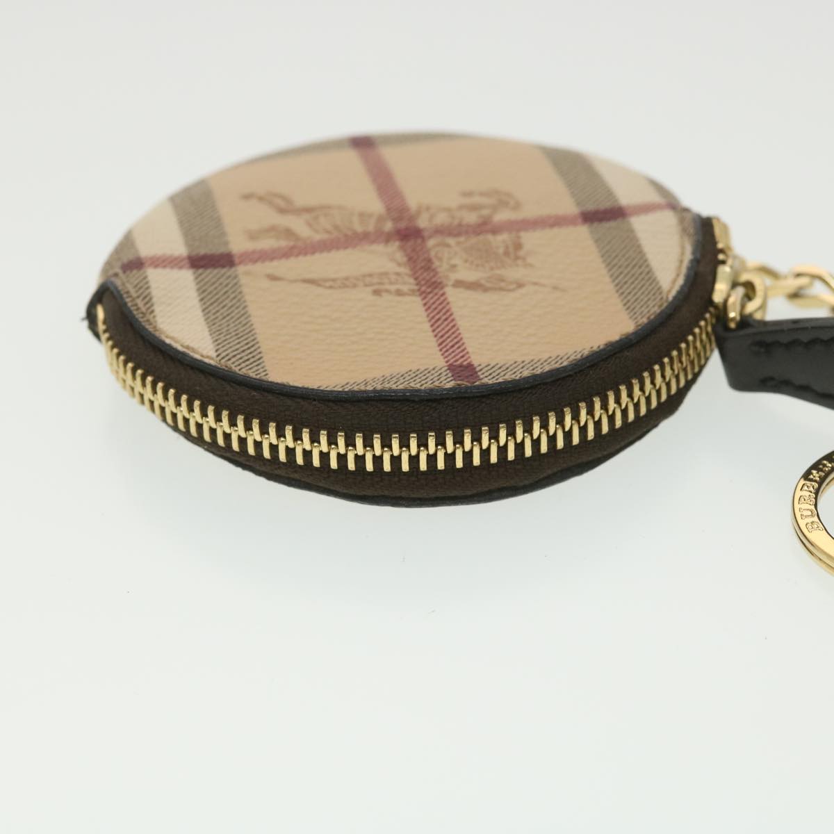 BURBERRY Nova Check Coin Purse PVC Leather Beige Black Red Auth 38422