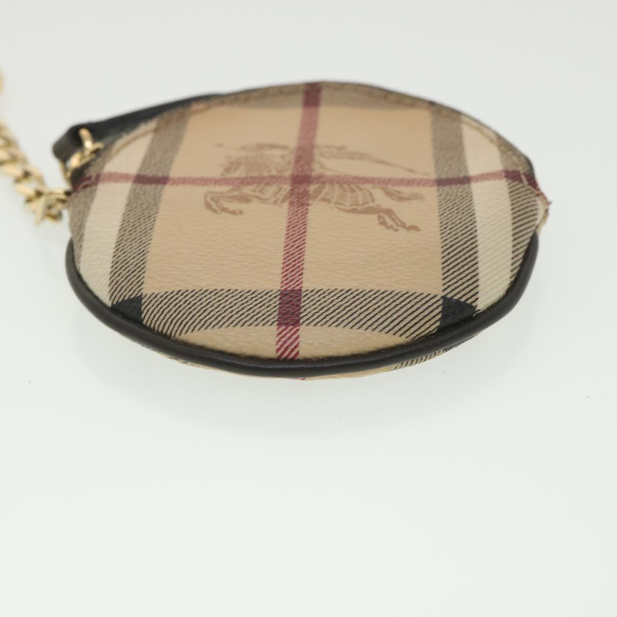 BURBERRY Nova Check Coin Purse PVC Leather Beige Black Red Auth 38422