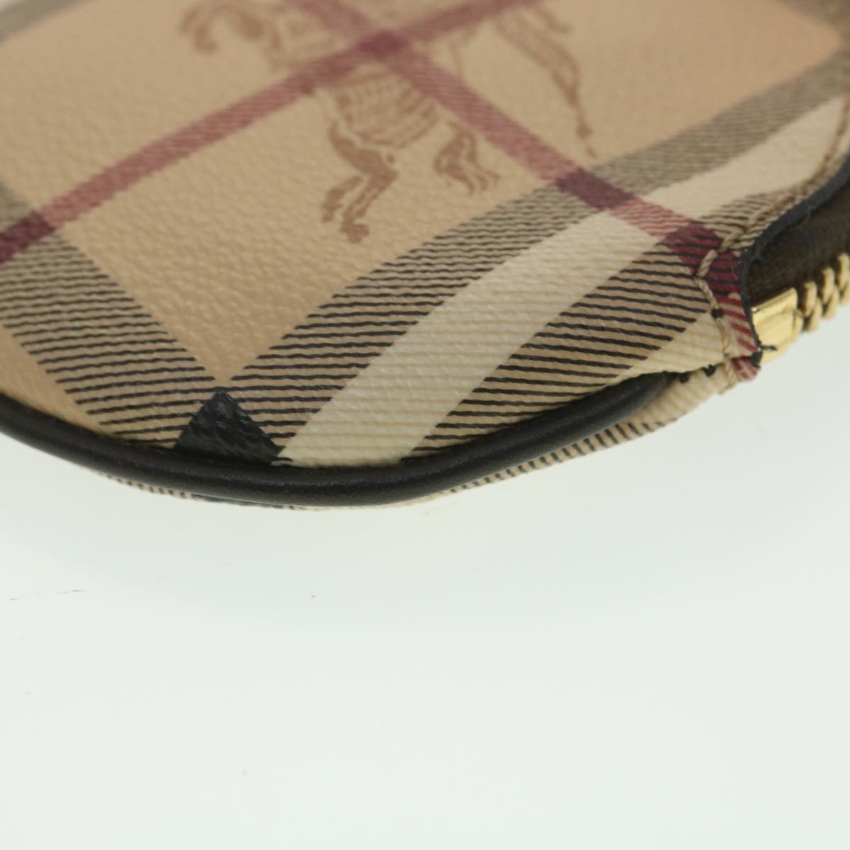 BURBERRY Nova Check Coin Purse PVC Leather Beige Black Red Auth 38422