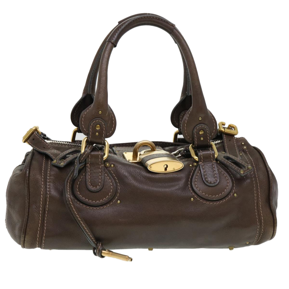Chloe Paddington Hand Bag Leather Dark Brown Auth 38437