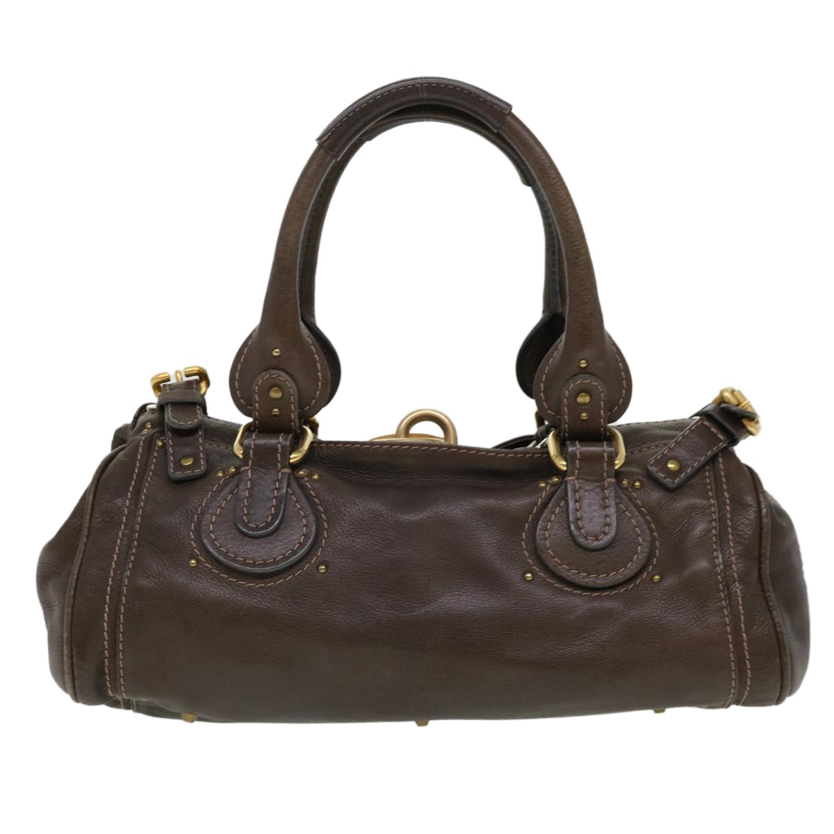 Chloe Paddington Hand Bag Leather Dark Brown Auth 38437