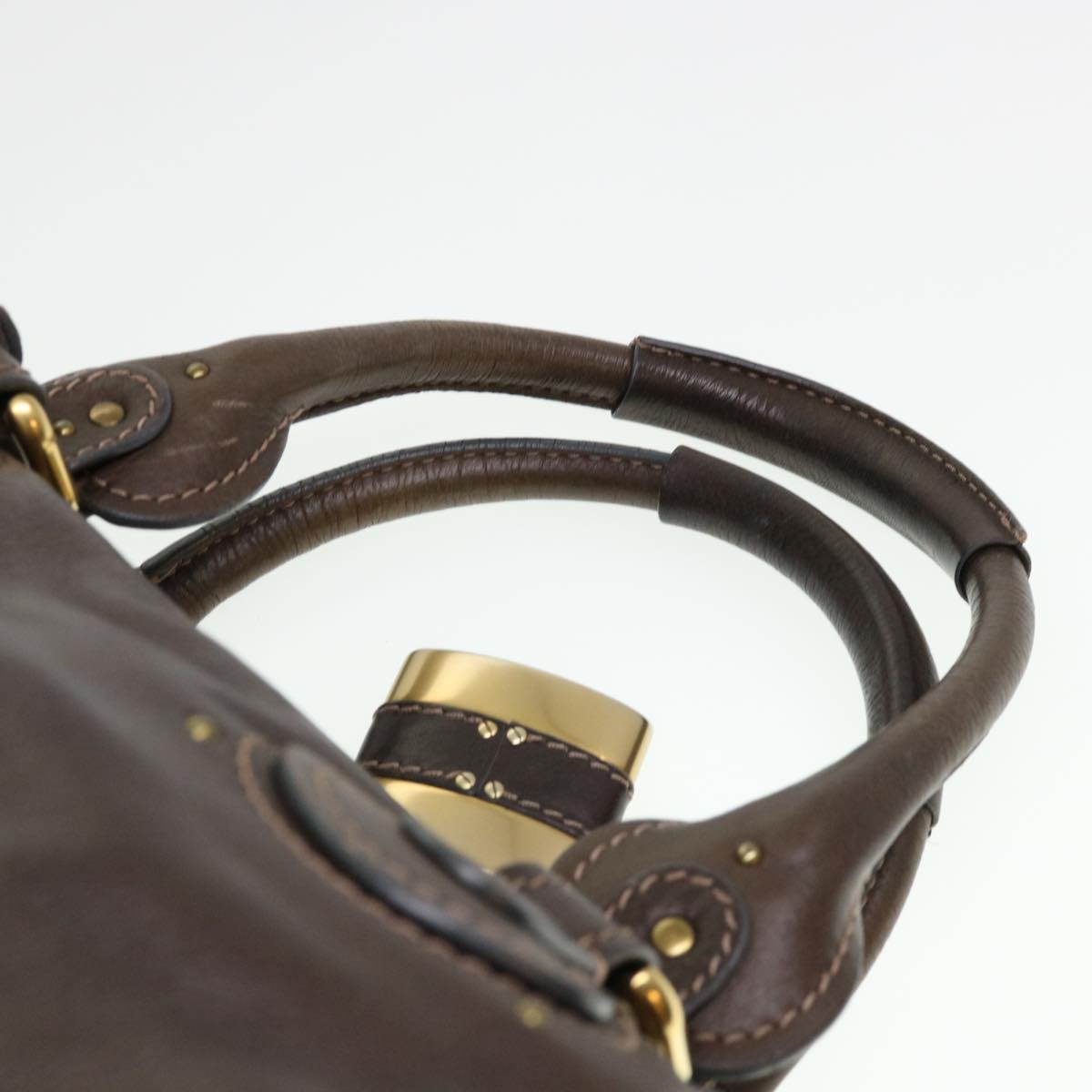 Chloe Paddington Hand Bag Leather Dark Brown Auth 38437