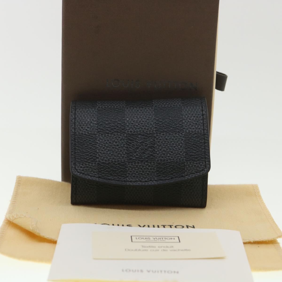 LOUIS VUITTON Damier Graphite Cuff Case Cuffs Padlock Key Type Ag925 Auth 38473