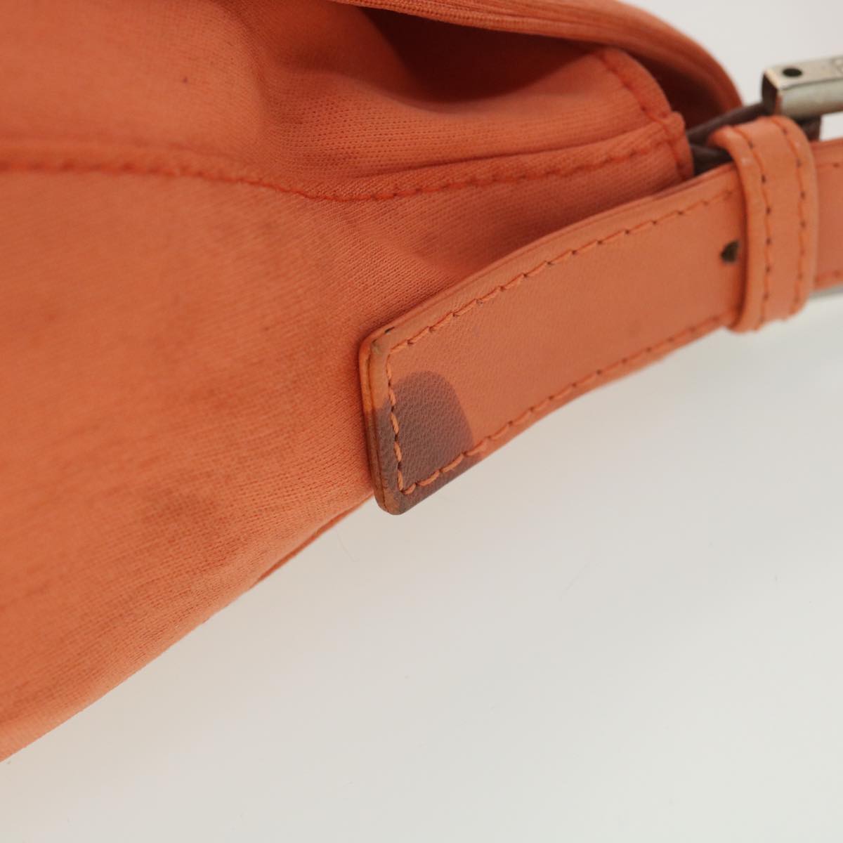 FENDI Mamma Baguette Shoulder Bag Nylon Orange Auth 38480