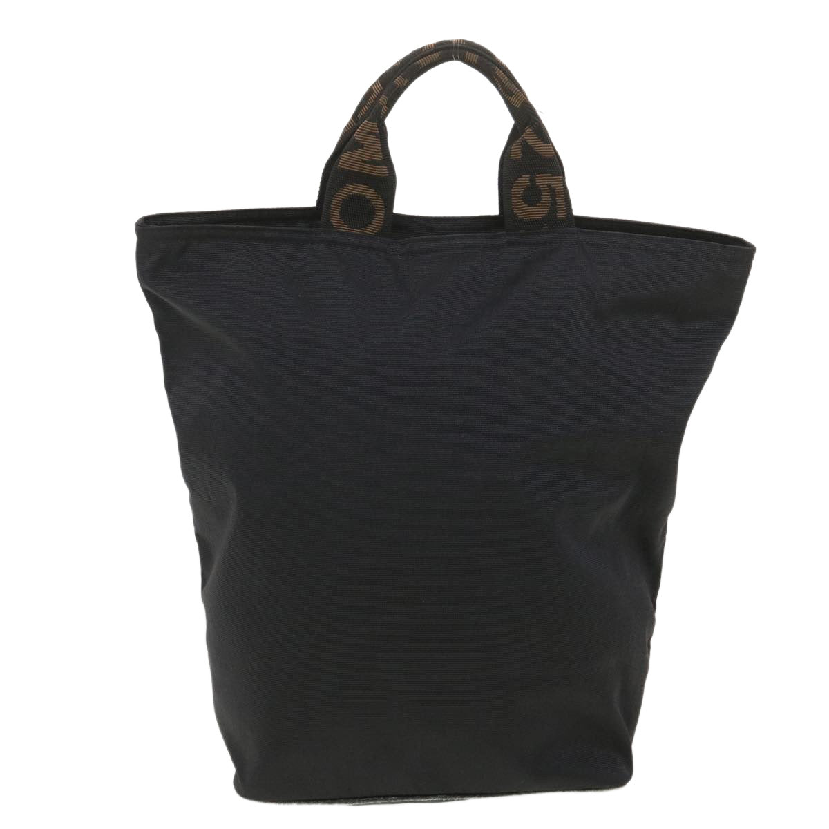 FENDI Hand Bag Nylon Black Brown Auth 38483 - 0