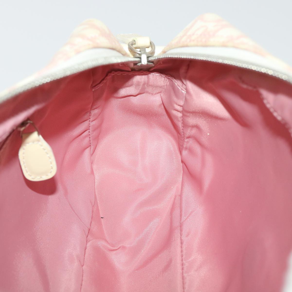 Christian Dior Trotter Canvas Flower Shoulder Bag Pink BO B 1003 Auth 38485
