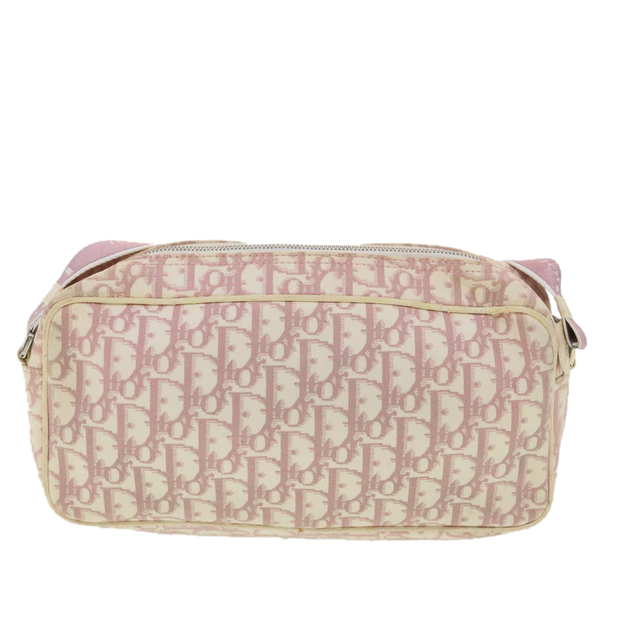 Christian Dior Trotter Canvas Flower Shoulder Bag Pink BO B 1003 Auth 38485 - 0