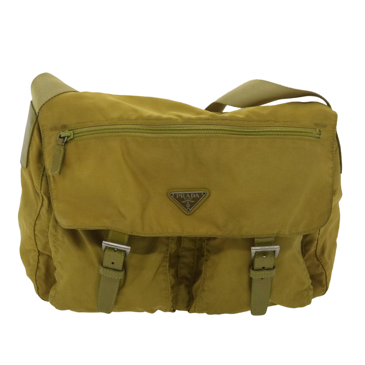 PRADA Shoulder Bag Nylon Yellow Auth 38487