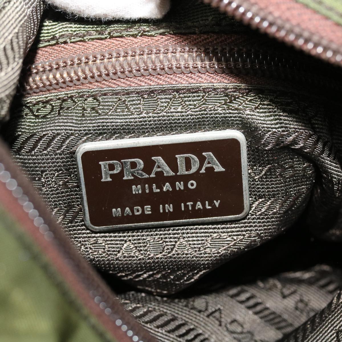 PRADA Hand Bag Nylon Green Auth 38494