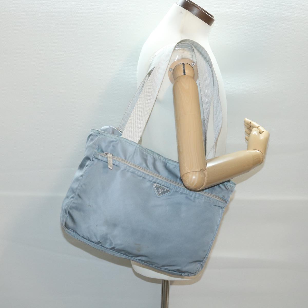 PRADA Shoulder Bag Nylon Light Blue Auth 38497
