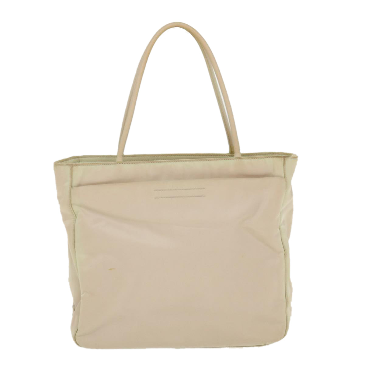 PRADA Hand Bag Nylon Cream Auth 38509