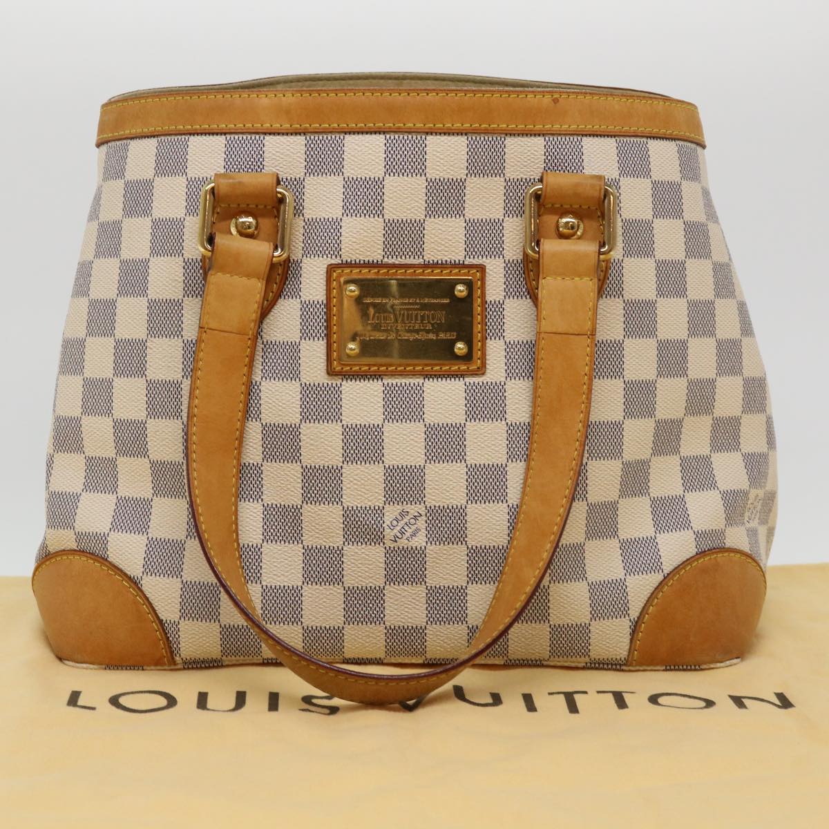 LOUIS VUITTON Damier Azur Hampstead PM Tote Bag N51207 LV Auth 38521