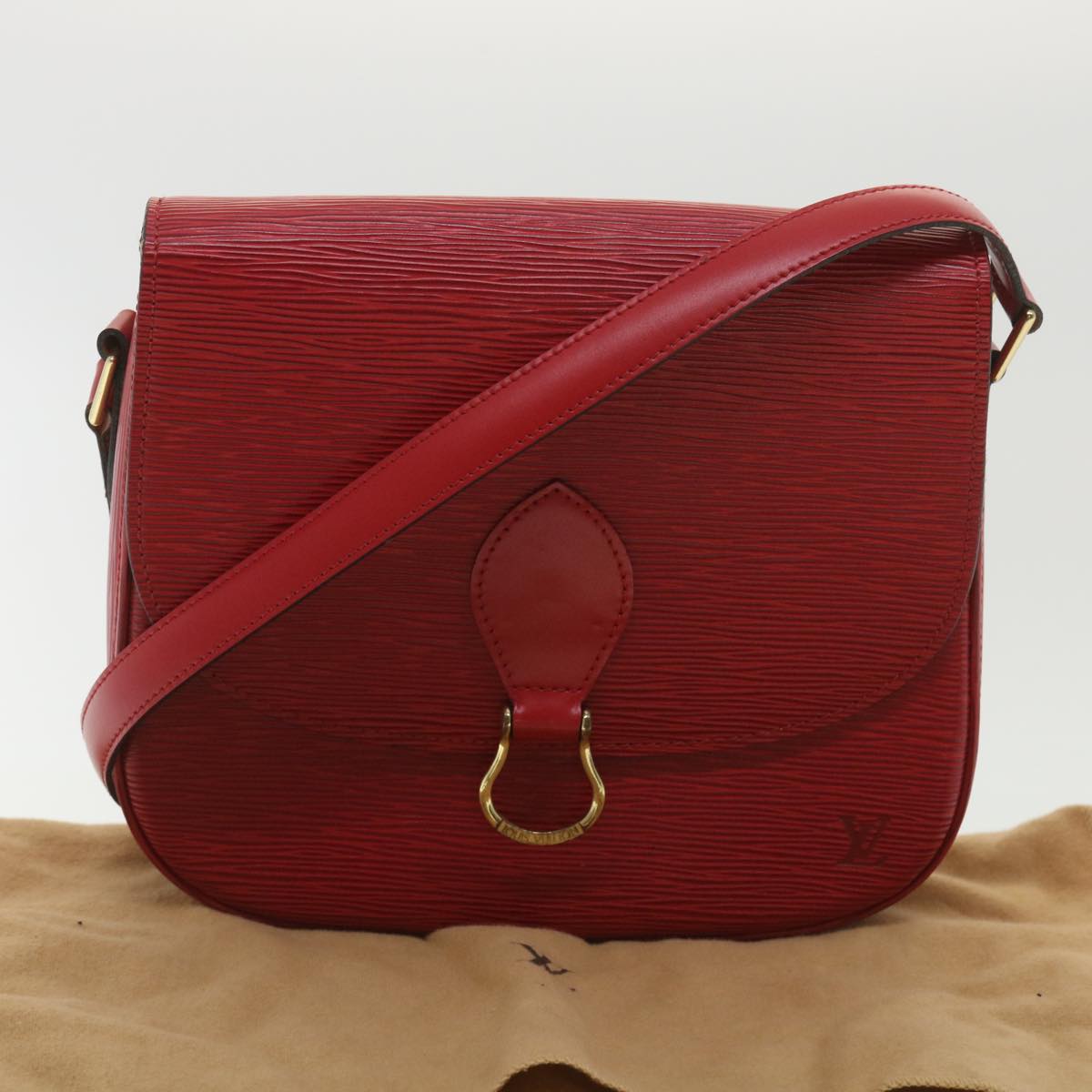 LOUIS VUITTON Epi Saint Cloud GM Shoulder Bag Red M52197 LV Auth 38560