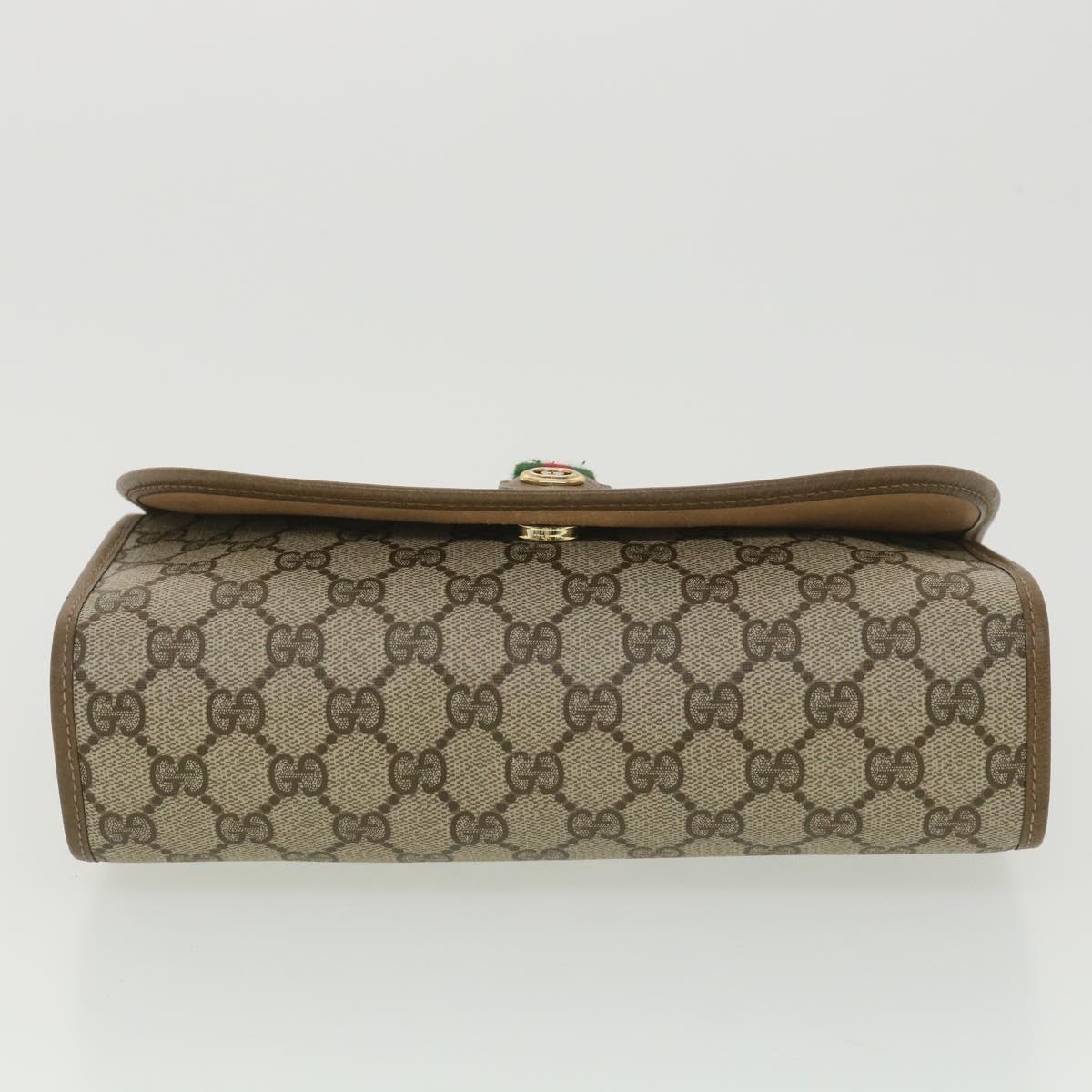 GUCCI GG Canvas Web Sherry Line Clutch Bag Beige Red Green 89.01.030 Auth 38628