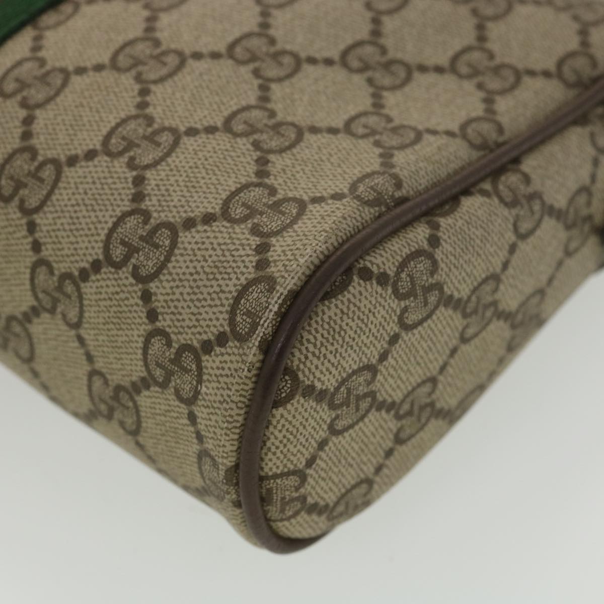 GUCCI GG Canvas Web Sherry Line Clutch Bag Beige Red Green 156.01.012 Auth 38638